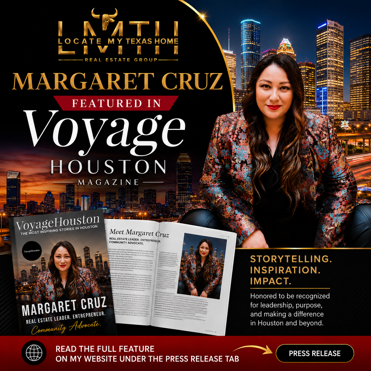 Margaret Cruz Realtor is Feature in Voyage Houston Magazine. 