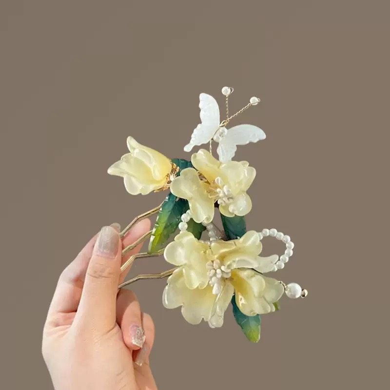 2039髮飾｜3BOSSWU小商品｜仙花優雅盤髮髮簪｜一插點綴，氣質加分｜仙花優雅盤髮髮簪｜$150/1