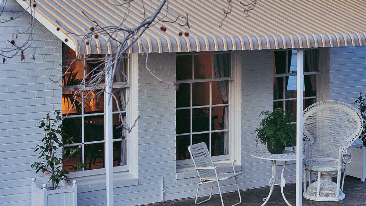 Aluminium Awning Outside a Store  — Whitsunday Blinds & Security In Beaconsfield, QLD