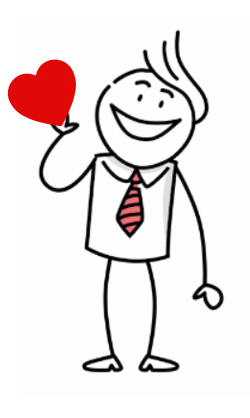 A stick figure is holding a red heart in his hand.