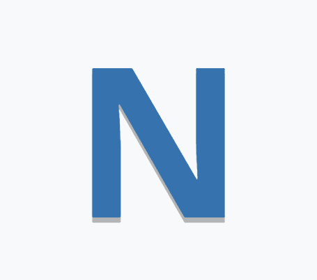 A blue letter n on a white background