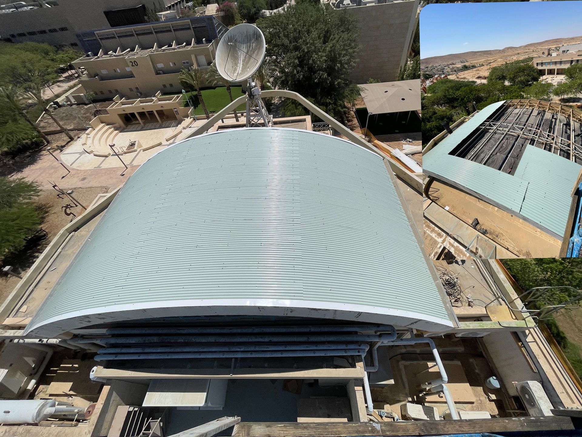 צוות ללוז פרויקטים בתהליך חיפוי גגות לעסק בבאר שבע
