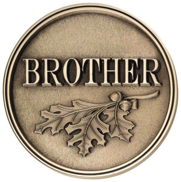 A coin with the word brother on it