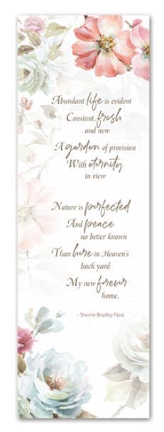 A bookmark with flowers and a quote on it
