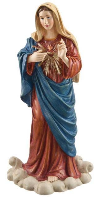 A statue of the virgin mary holding the sacred heart of jesus.