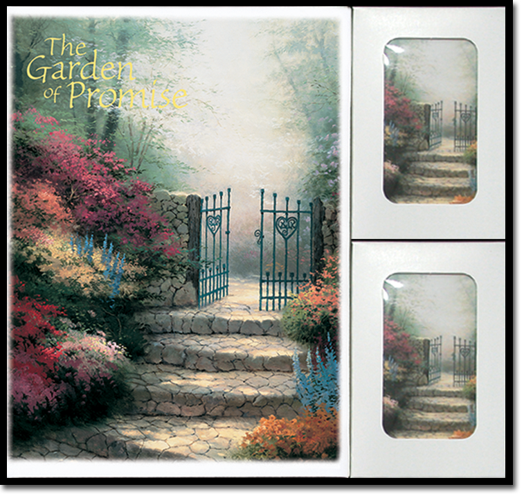 A painting of a garden with the words