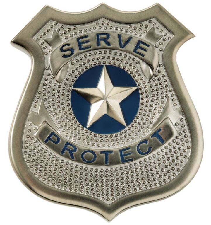 A police badge that says serve protect on it