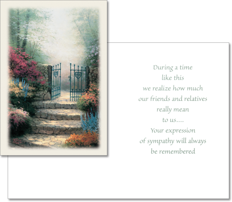 A card that says during a time like this we realize how much our friends and relatives really mean to us