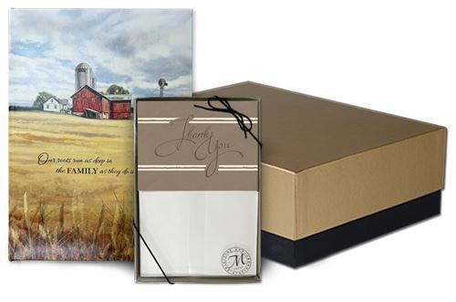 A box with a notebook and a notepad in it.