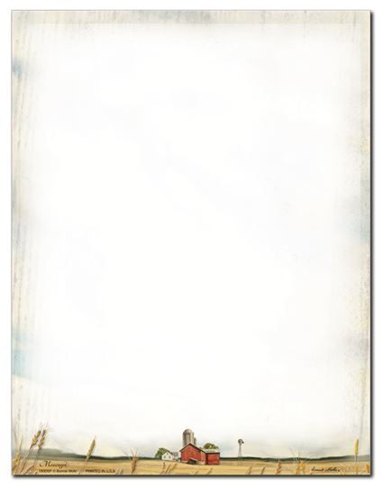 A piece of paper with a picture of a barn on it.