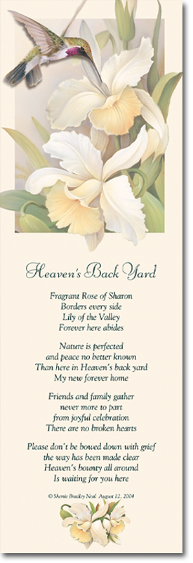 A wedding program with a hummingbird and flowers on it.