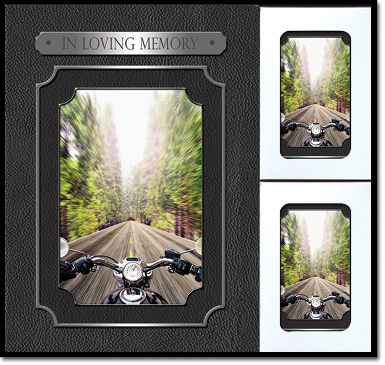 A picture of a person riding a motorcycle down a road.