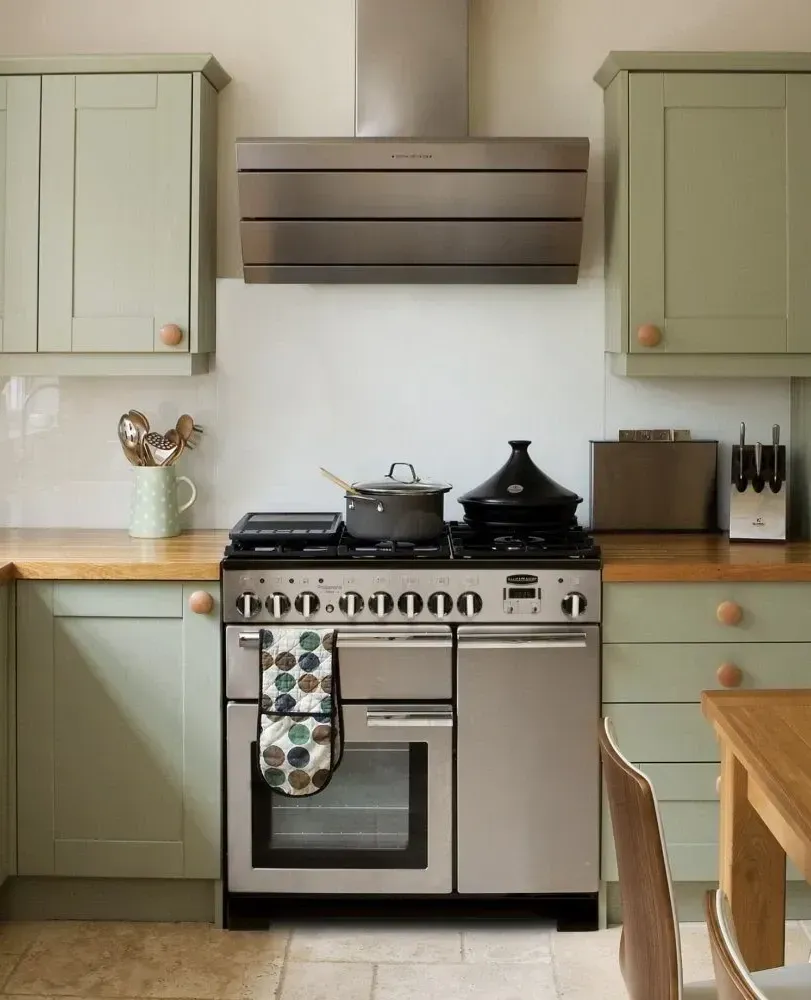 Did you know, today's AGAs consume less energy than ever before? Photograph of Blue AGA eR3-100 Cast Iron Range Cooker, installed in a modern kitchen with oven doors open.