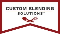 The logo for custom blending solutions shows a whisk and spoon crossed over each other.