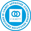 The logo for camft is a blue circle with a square in the middle.