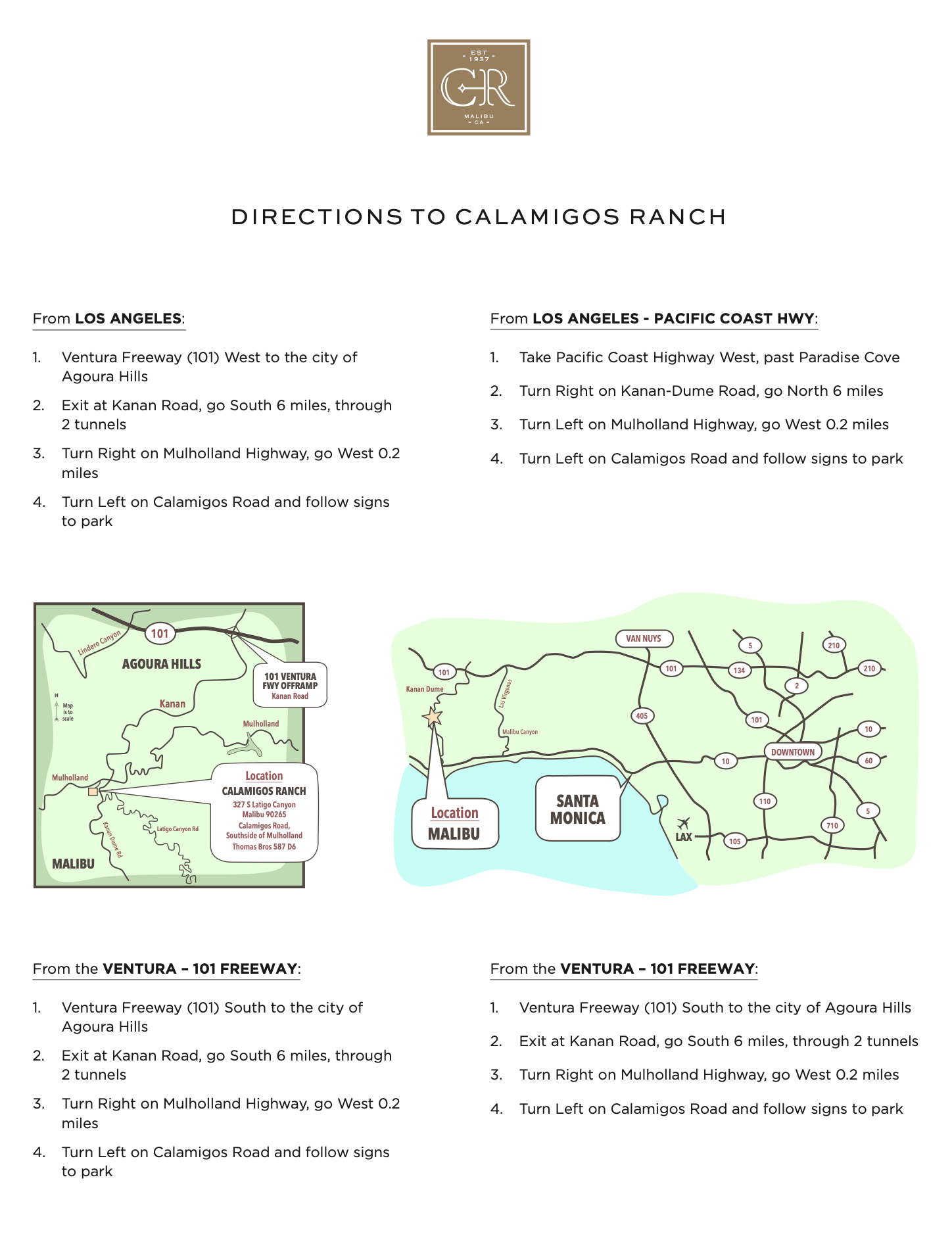 A map of the ranch is shown on a white background.