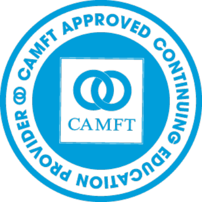 A blue camft approved continuing education provider logo