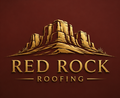 Red Rock Roofing logo with a stylized sandstone mesa on a maroon background