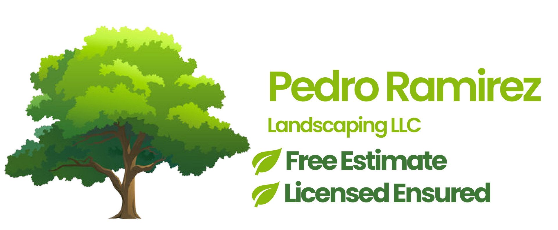 A logo for pedro ramirez landscaping llc with a tree