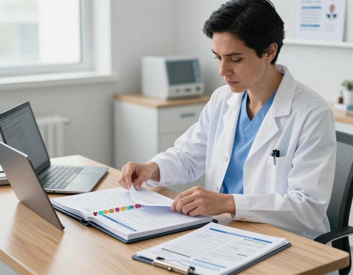 Clinician reviewing emergency preparedness binder