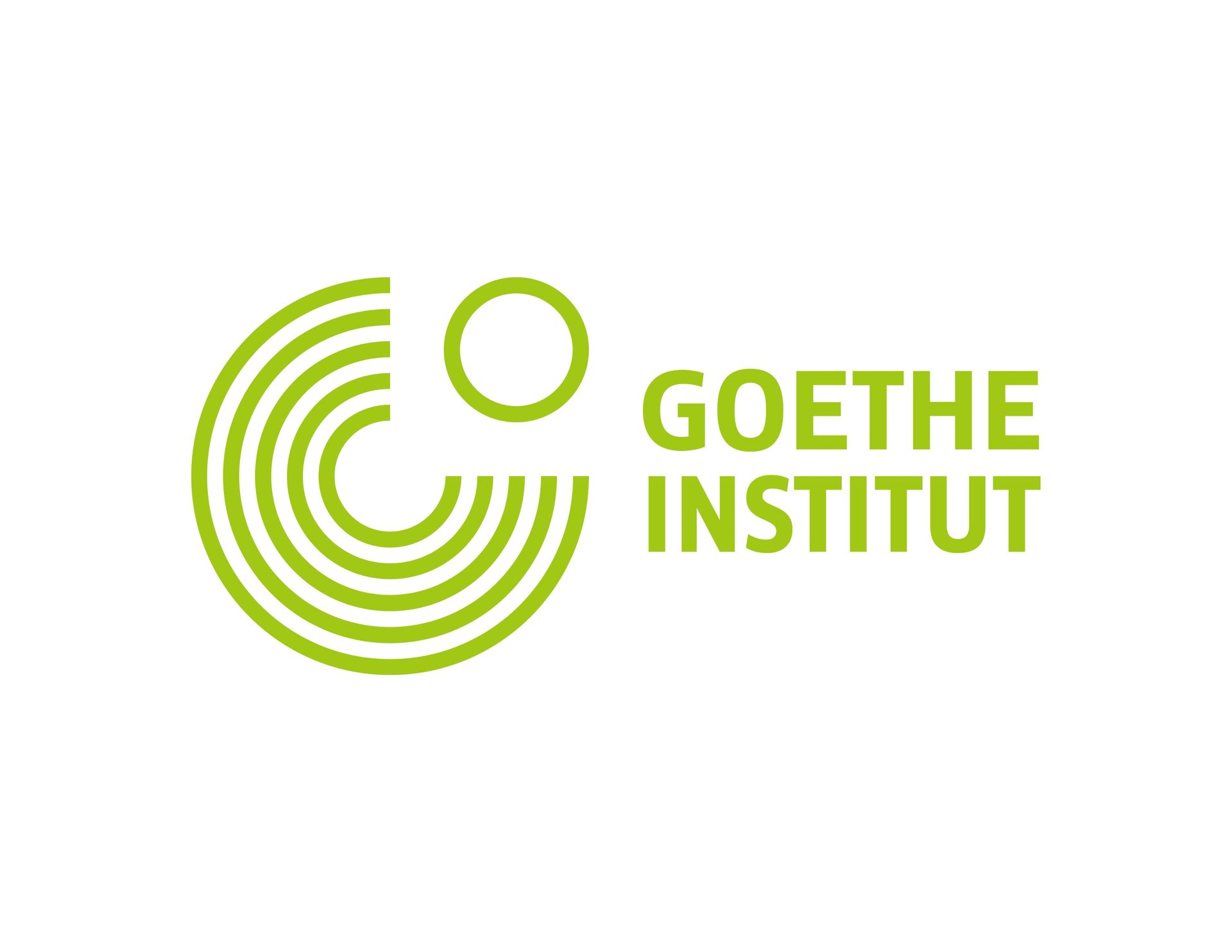 Goethe-Institut logo in lime green with circular emblem and text