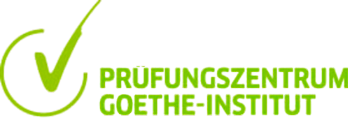 Green checkmark logo with “PRÜFUNGSZENTRUM GOETHE-INSTITUT” text in green