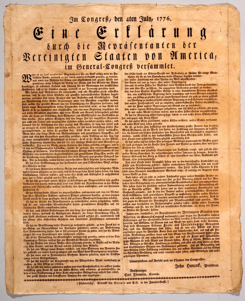 German Declaration of Independence at the German Society of Pennsylvania