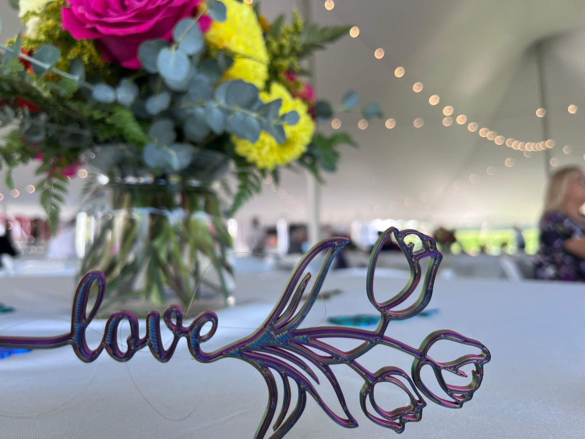 A table centerpiece with a 