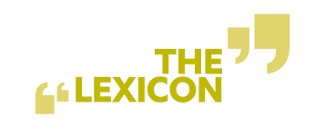 The Lexicon logo with quote marks and text in gold on a white background.