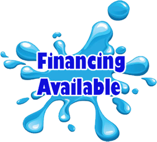 A splash of water with the words financing available written on it