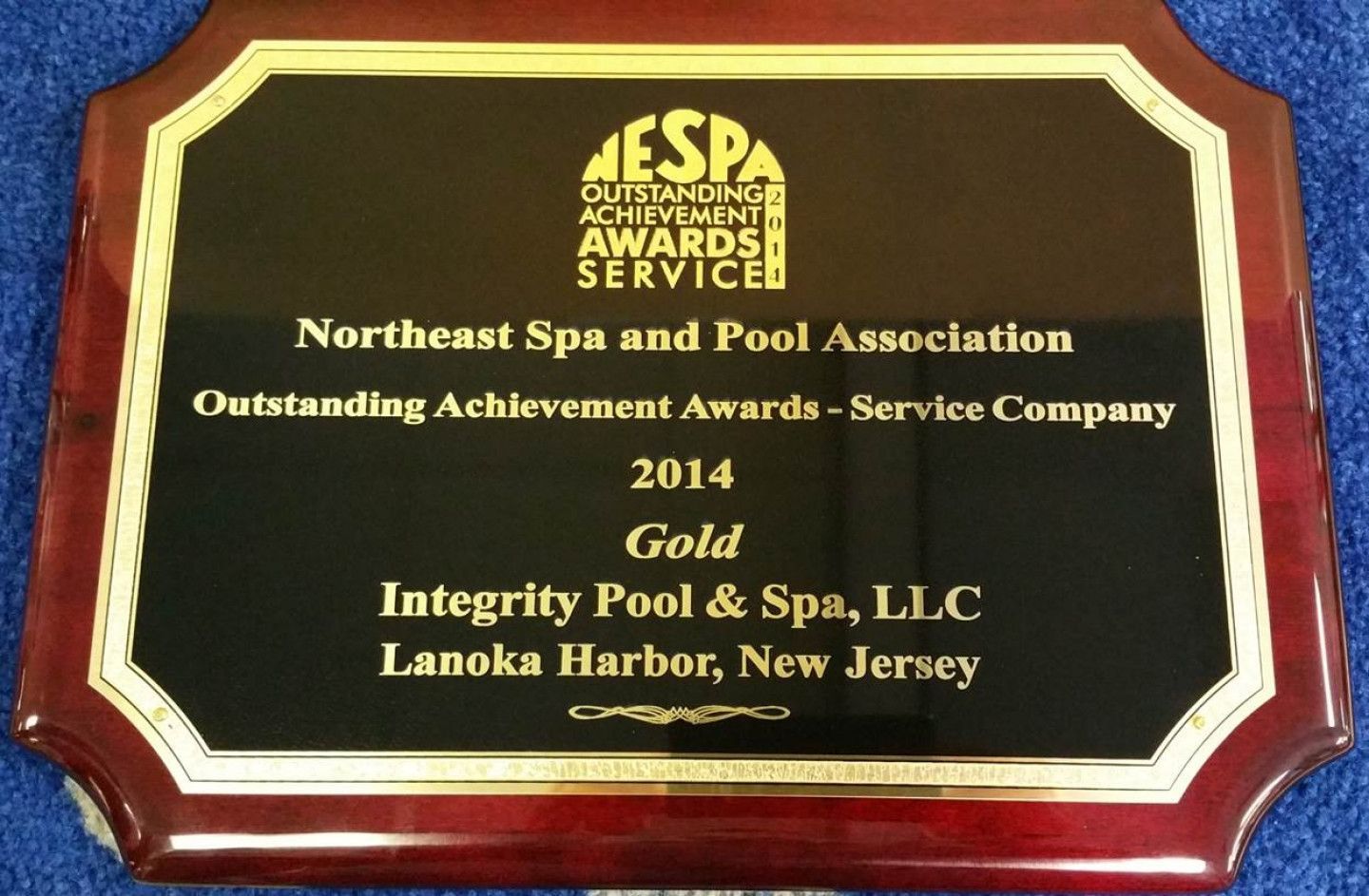 A plaque for integrity pool & spa llc in lanoka harbor new jersey