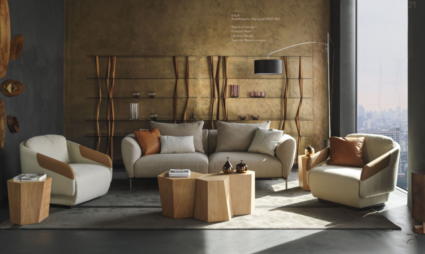 Ella
Pensato come un sistema di sedute confortevole e da conversazione, Ella è un divano componibile dalla forte presenza scenica, dalle forme morbide, generose e sensuali, estremamente femminili. Il suo design trae ispirazione dai grandi maestri del jazz, in particolare da Ella Fitzgerald la cui arte incarnava un connubio perfetto di raffinatezza e forza, nonché una femminilità tanto elegante quanto vibrante.