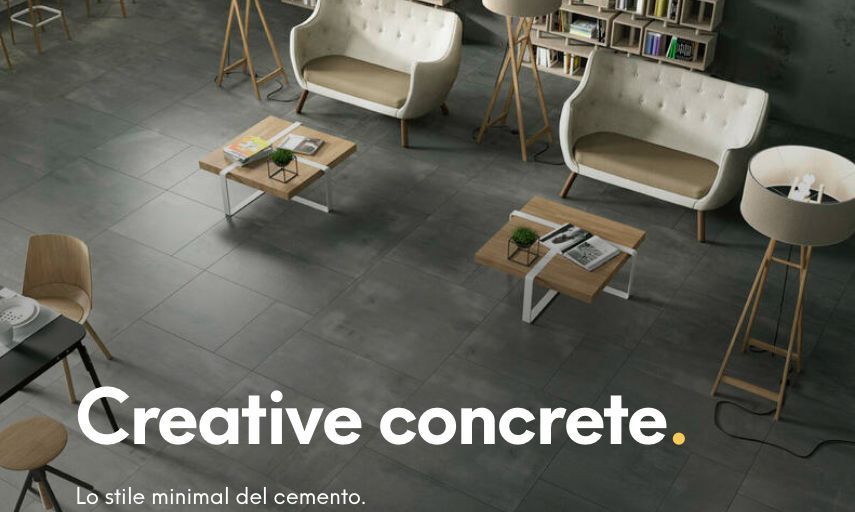 Creative Concrete di Imola: le mille contaminazioni. Un progetto nato dalla reinterpretazione delle varie lavorazioni del cemento. Dalla reinterpretazione, in porcellanato a tutto spessore, delle varie lavorazioni del cemento e dal sapiente utilizzo di effetti contemporanei, nasce Creative Concrete di Imola. Un progetto dai diversi formati, quadrati e rettangolari, capace di dar vita ad ambienti dalle mille contaminazioni che mescolano creatività, ricordi, citazioni. Prendono inoltre forma boiserie con elementi a rilievo, tono su tono, che richiamano gli elementi floreali dello stile liberty per ambienti alla ricerca di un’anima concreta e raffinata.