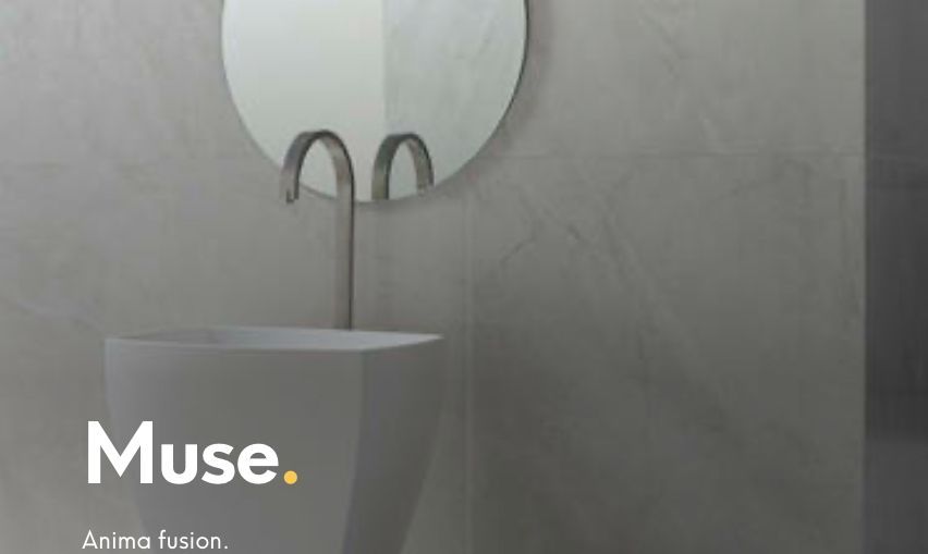 Muse è la più moderna rappresentazione di un progetto “fusion”, dove forte è la commistione estetica tra le istanze tipiche della pietra e le caratteristiche del marmo. Un progetto tecnologico assolutamente originale che è arricchito da due nuove soluzioni: una nuova finitura superficiale ad effetto consumato, nominata ‘patinata’e la messa a punto della decorazione ‘a macchia aperta’. Con tale termine si intendono superfici sulle quali le venature, come tagliate da un unico blocco di pietra, si compongono in modo speculare, creando così diversi disegni geometrici naturali.