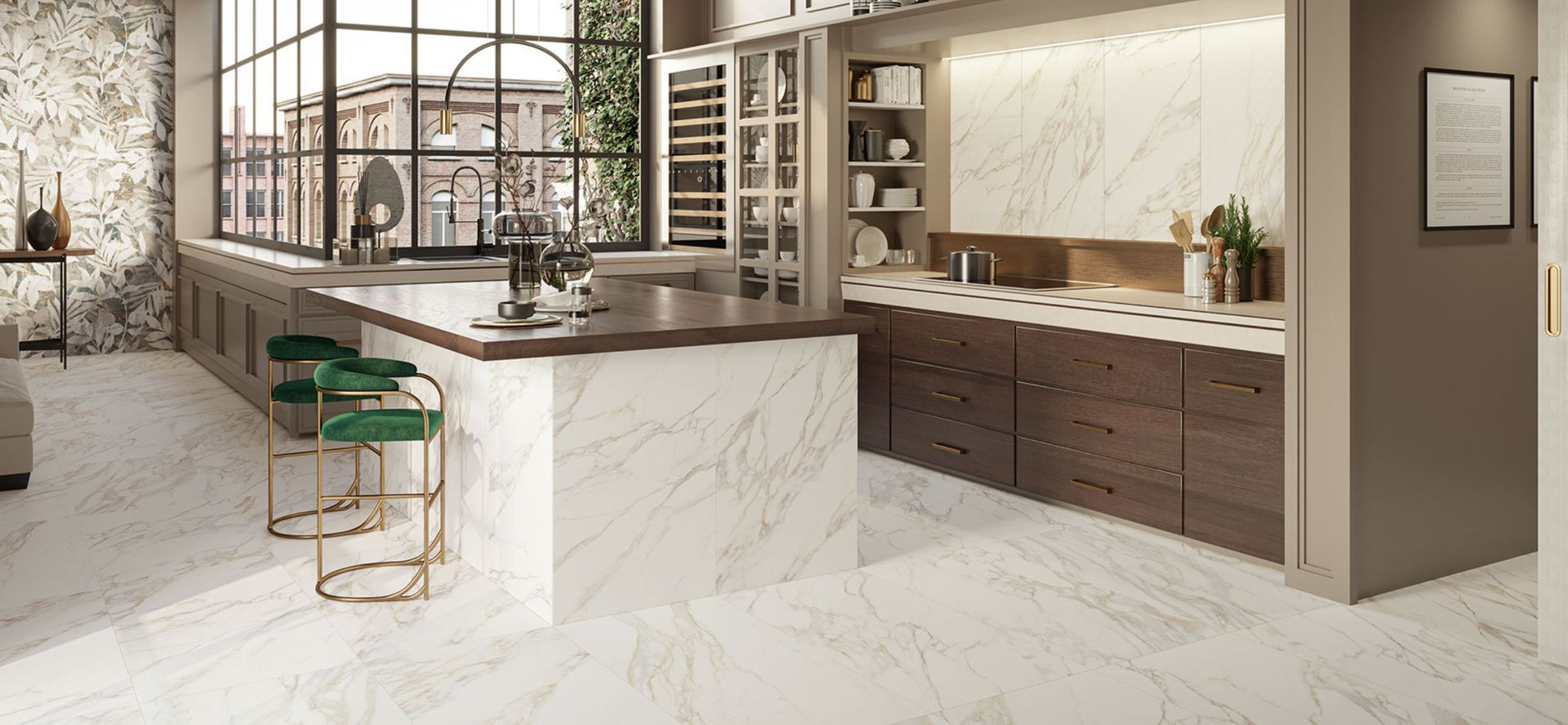 Majestic Pure Selection
Calacatta, Statuario, Arabescato e Dolomiti sono le quattro trame nobili dei marmi italiani che rivivono sulla superficie della collezione di piastrelle Majestic Pure Selection. A riprodurre la purezza, le venature e il candore della materia prima originale, una tecnologia di stampa digitale ad altissima risoluzione.
Il riferimento alla grande tradizione italiana dei marmi più richiesti al mondo richiama suggestioni scultoree, con la luce che penetra nella superficie prima di essere riflessa, conferendo una speciale luminosità al pavimento in ceramica. Majestic Pure Selection è quindi pensata per arredare ambienti di grande eleganza, in ambito residenziale e in spazi pubblici importanti. Peraltro è possibile giocare con i rivestimenti a parete alternando al “marmo” piastrelle a mosaico oppure le trame vegetali “Grove” e “Foliage”.