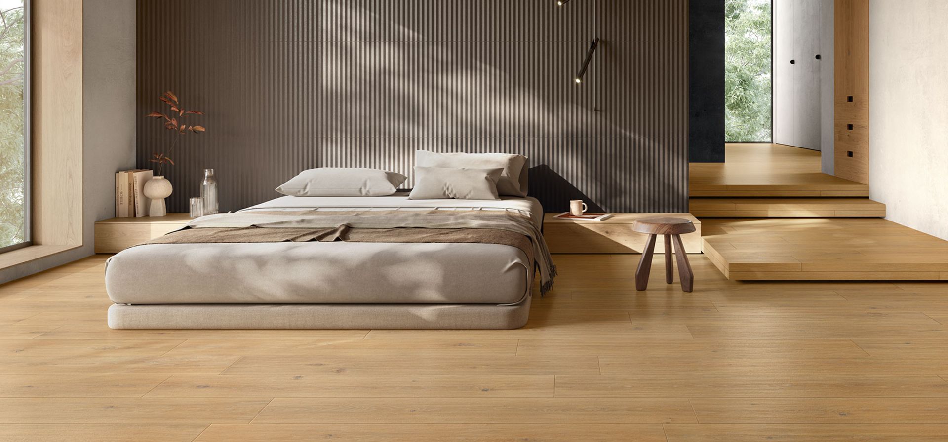Solorovere
Solorovere esprime il carattere originale del legno di rovere, materiale pregiato dal fascino intramontabile.
Da sempre utilizzato nel campo dell’interior design, grazie all’aspetto naturale e alle sue tonalità dorate riesce ad adattarsi ad ogni stile di arredo, creando un ambiente armonioso in cui modernità e tradizione si fondono in un mix perfetto.
Le peculiarità del rovere, il colore bruno tendente al miele, le venature delicate e i segni del tempo, trovano una corrispondenza perfetta sia al tatto che alla vista con la nuova collezione Solorovere.
Quattro le varianti di doghe in gres porcellanato: Pure, Flamed, Loft e Vintage che danno vita a un design versatile.