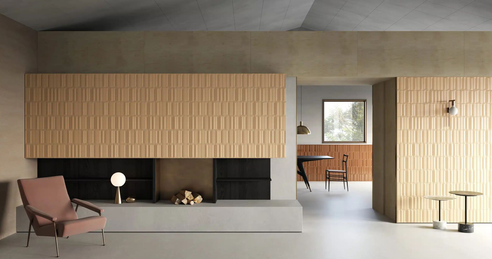 Flauti è la nuova collezione di listelli per rivestimento in gres smaltato concepita da Ceramica Vogue con la collaborazione dello studio Marcante-Testa.
La collezione è pensata per caratterizzare lo spazio architettonico attraverso una micro struttura e la sua disposizione randomica su rete è in grado di riflettere la luce in modi sempre diversi, conferendo un continuo “movimento” alle pareti su cui posata.
Flauti include due listelli tridimensionali e un listello flat, disponibili nel formato 5×20 cm montati miscelati su rete 40×30 cm, viene presentata in 6 varianti di colori, disponibili nelle finiture lucide e opache.
Flauti risulta adatta al rivestimento di spazi interni sia residenziali che commerciali come ristoranti o negozi , per le sue caratteristiche tecniche ed espressive ne viene suggerito anche l’utilizzo in esterno come rivestimento di facciate riprendendo una tradizione tipicamente italiana che trovò la sua massima espressione nella metà del secolo scorso.
Soluzioni customizzate disponibili a richiesta per la creazione di reti 30×40 personalizzate sia nella composizione sia nello schema di posa. Possibilità di scegliere tra soluzioni di soli listelli concavi, convessi o flat o miscelati tra di loro in maniera personalizzata.
