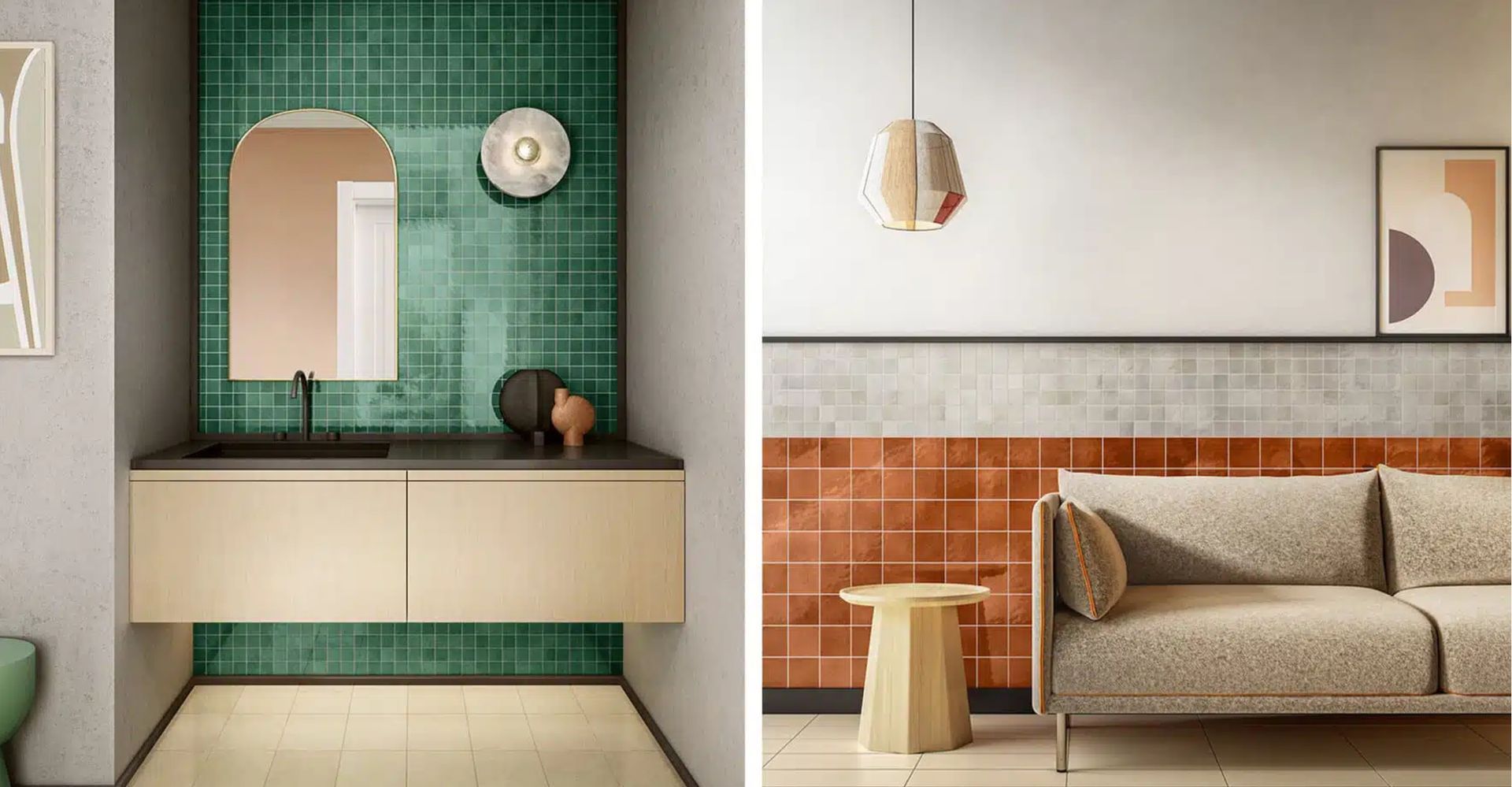 Riflessi è la nuova collezione di piastrelle per rivestimento in gres smaltato ingelivo per interni ed esterni ad effetto artigianale.
La collezione si ispira alle piastrelle tipiche della tradizione marocchina, caratterizzando attraverso una forte stonalizzazione nei toni ogni parete su cui è posata.
La superficie, leggermente mossa e lucida, risulta estremamente sensibile ad ogni fonte luminosa, assumendo riflessi e nuance di colore diversi ad ogni variazione di luce. Il forte effetto stonalizzato viene ulteriormente accentuato dalla posa random delle piastrelle sia nel formato 5×5 cm che 10×10 cm, montate su rete, diventando reale elemento di arredo per ambienti residenziali ed extra residenziali ed evocando una dimensione intima e domestica.