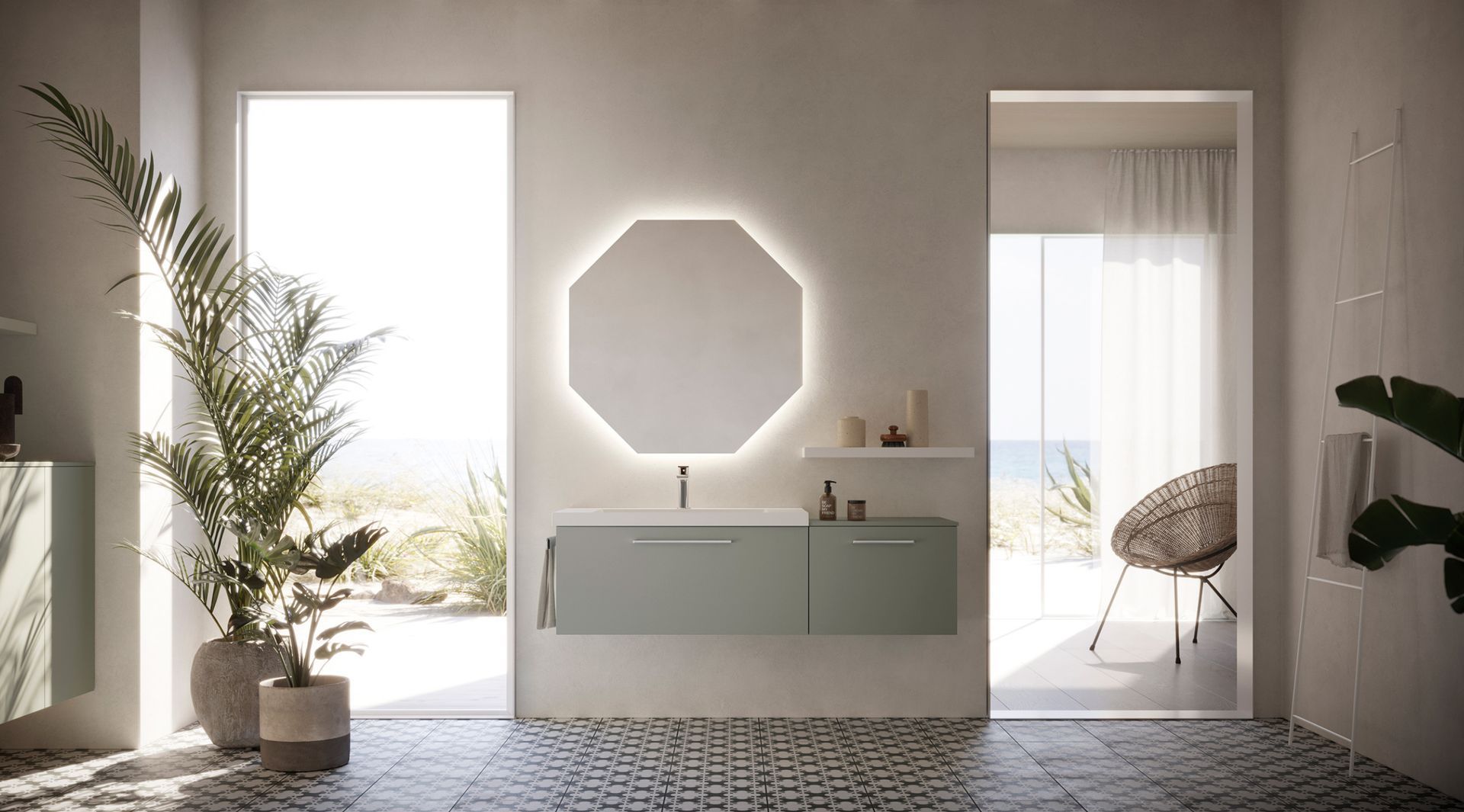 Ho.Me Plus è un’inedita collezione firmata Arbi Arredobagno che raccoglie una vasta gamma di finiture in melaminico termostrutturato dalle venature naturali, ai colori classici o di tendenza. Trasversale nello stile, ho.me plus è disponibile in due varianti: una con anta con maniglia, l’altra con presa maniglia “J” integrata. Flessibile nell’ambientazione grazie alla scelta fra tre profondità e diverse larghezze, la collezione è arricchita dalla versione curva, che propone basi dalle linee morbide per soddisfare anche le esigenze di ottimizzazione degli spazi più ristretti.