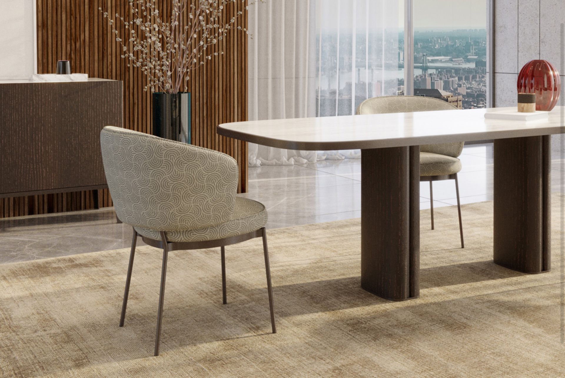 La Concorde Chair dalle forme ampie come la piazza da cui prende il nome è una seduta accogliente, complice il suo schienale totale.‎ Una poltroncina fluida nella forma e pregiata nelle finiture.‎ La sezione circolare metallica fa da base per la cuscinatura regolare e le gambe in metallo crudo esterne.‎ La collezione Plaza racconta un viaggio metaforico tra le capitali europee interpretandone le piazze urbane più iconiche, e si compone di tavoli, sedute, cabinet, writing desk e consolle, progettati non solo per la dimensione domestica più intima, ma anche per gli spazi dinamici dell’accoglienza.
