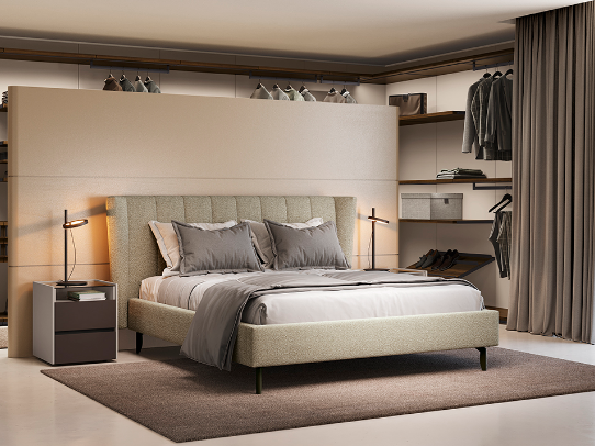 Il letto Allure rappresenta una soluzione ideale per chi desidera un ambiente raffinato, in cui comfort e stile si fondono in un perfetto equilibrio. Il modello unisce due elementi diversi nelle linee e nell’estetica in un insieme armonioso e contemporaneo. La testiera imbottita e avvolgente, con cuciture verticali che ne addolciscono la forma, è collegata a un giroletto essenziale, reso leggero dalle gambe d’appoggio sottili ed eleganti. La rifinitura posteriore consente l'utilizzo centrostanza.