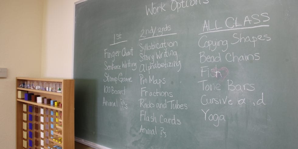 A blackboard with a list of classes written on it