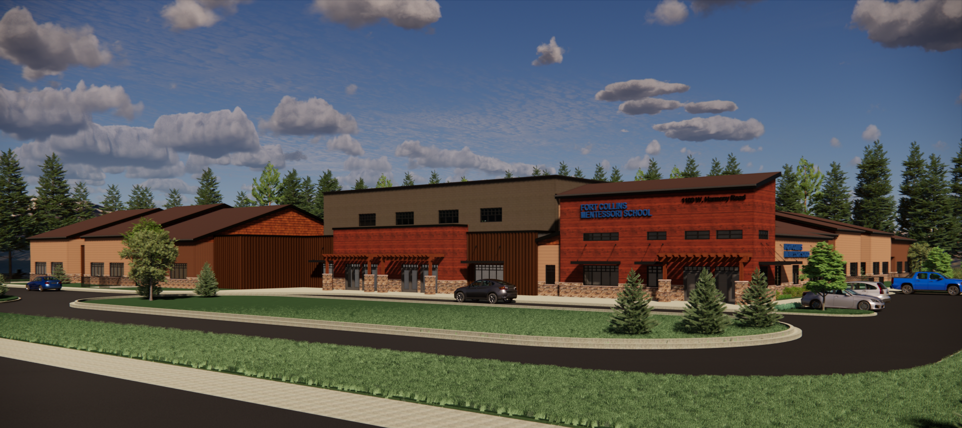 North Perspective View of Fort Collins Montessori School's new campus