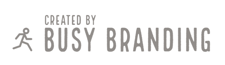 A logo that says created by busy branding