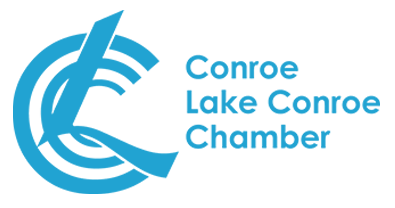 Logo for the Conroe Lake Conroe Chamber: light blue