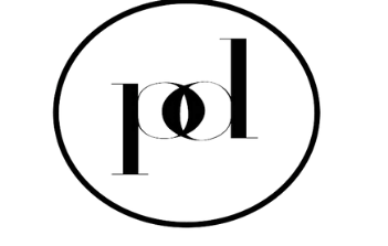A black and white logo with the letter p in a circle.
