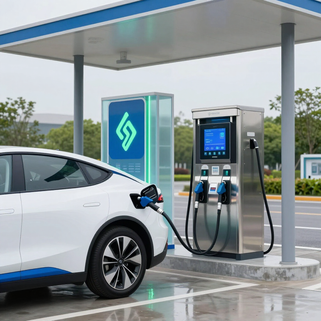 Hydrogen car at a fuel station