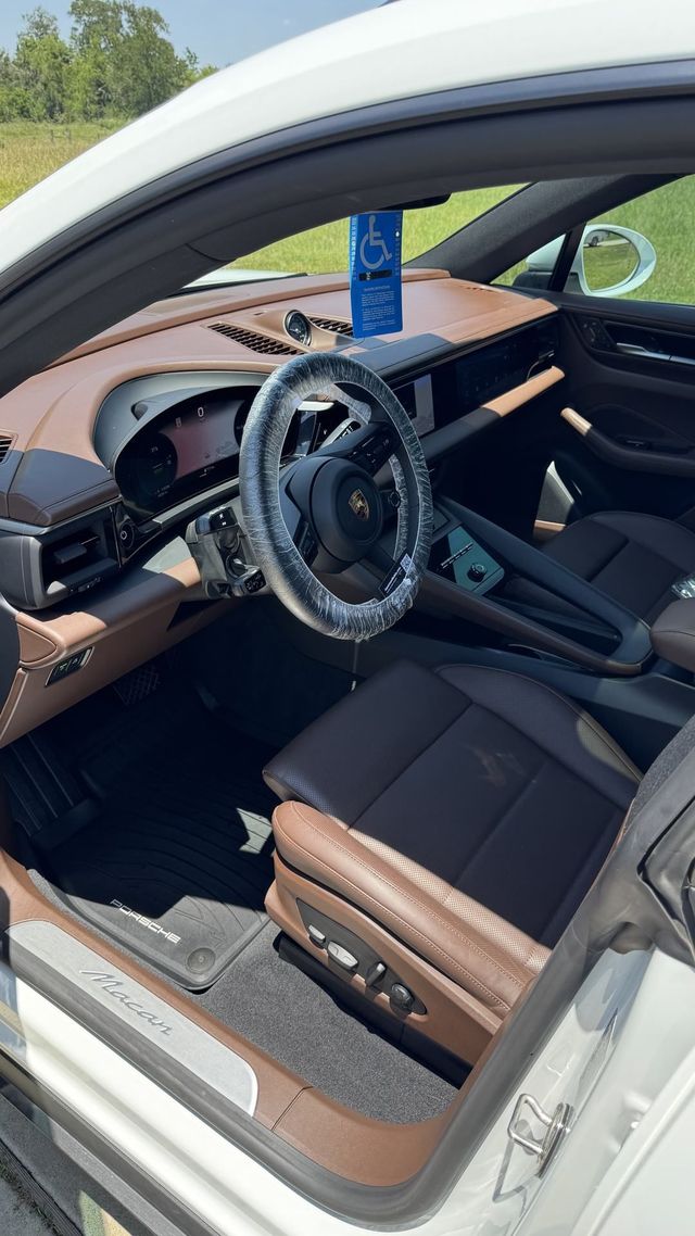 Porsche Macan Electric interior with clean seats and dash, Ongowash mobile detailing serving Missouri City, TX