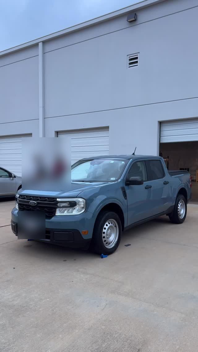 Ford Maverick work truck cleaned at a commercial warehouse, Ongowash mobile detailing serving Pearland, TX