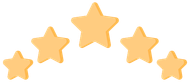 Five orange stars in an arc on a white background